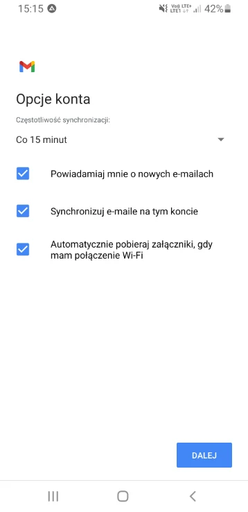 Opcje konta w Gmailu: częstotliwość synchronizacji i powiadomienia
