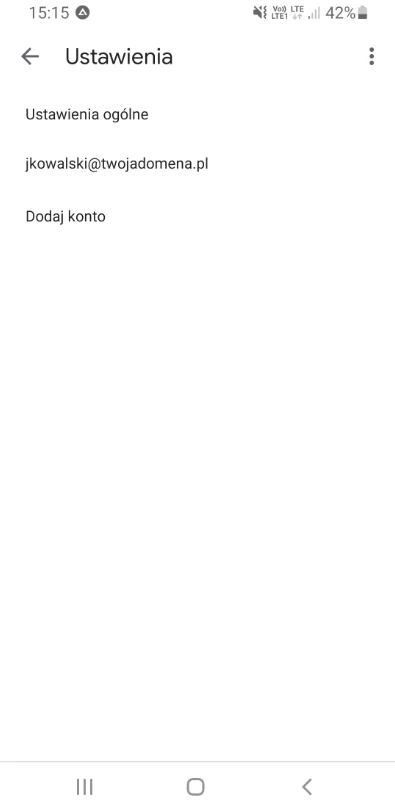 Skrzynka odbiorcza konta hosti24 w aplikacji Gmail po zakończonej konfiguracji