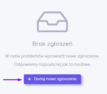 Przycisk Dodaj nowe zgłoszenie w zakładce Helpdesk panelu klienta hosti24