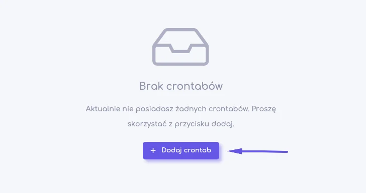 Przycisk Dodaj crontab w sekcji Zarządzaj crontab-em w panelu klienta hosti24